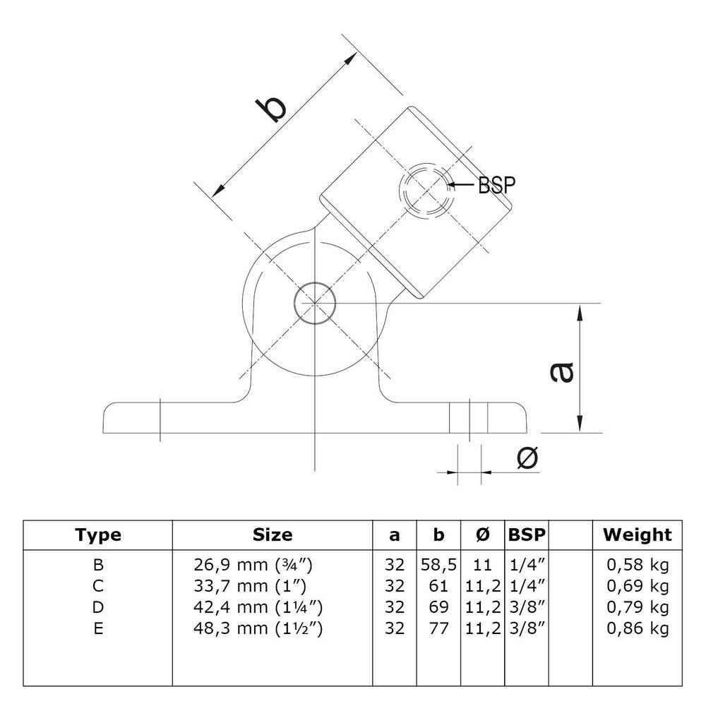 Doos Scharnierstuk - zwart-E / 48,3 mm (20 stuks)